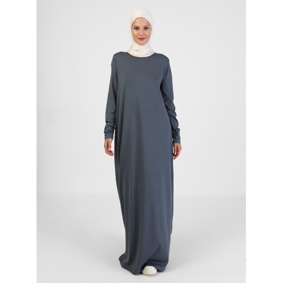 Viscose Fabric Basic Modest Dress Granite