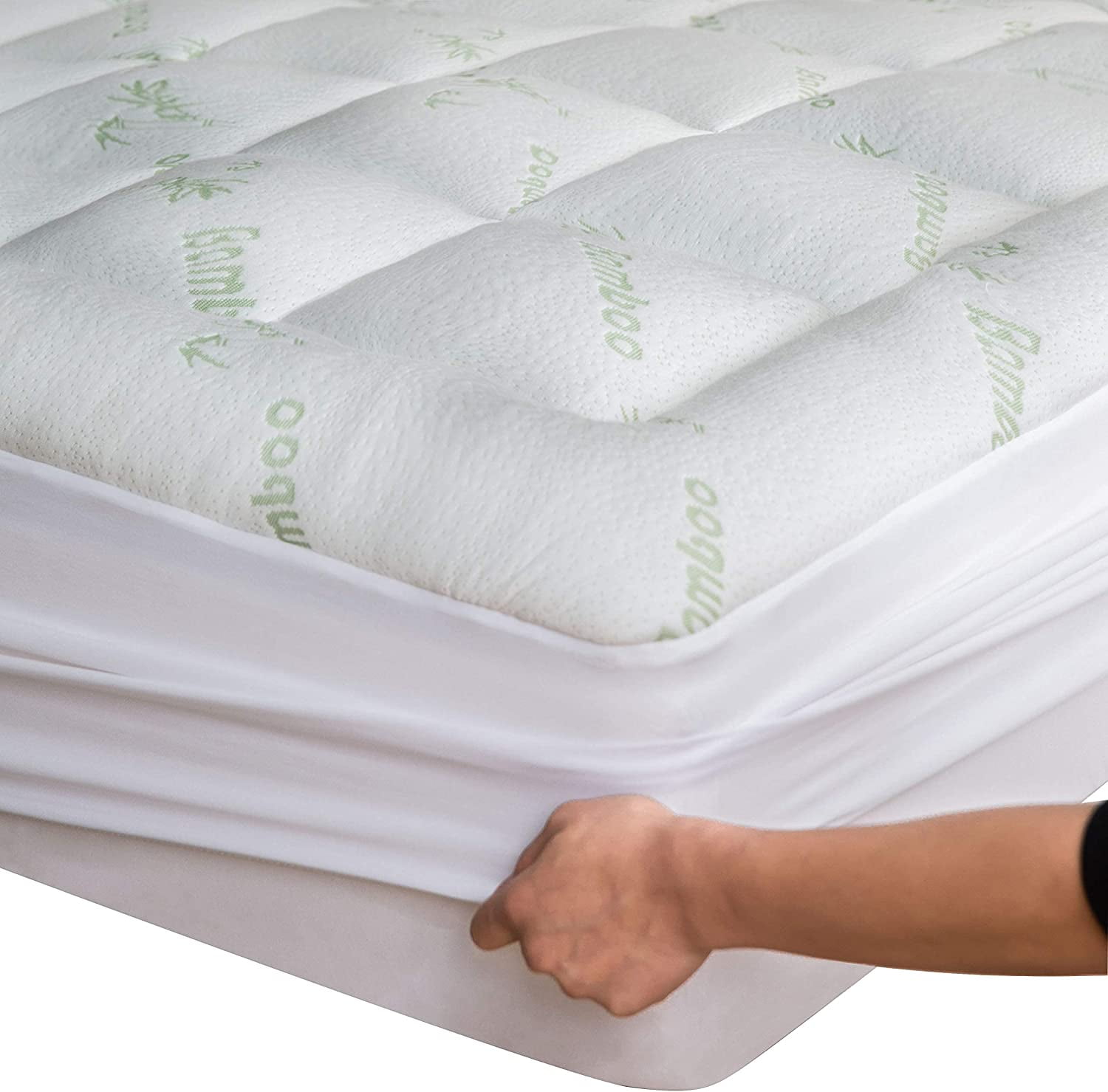 INGALIK Queen Mattress Topper Extra Thick Cooling Mattress Pad Cover 400TC Cotton Pillow Top Protector with 8 21 Deep Pocket Soft 5D Spiral Fiber Padding for Back Pain White Walmart