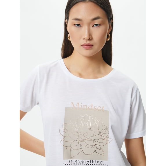 Viscose Mix Crew Neck Short Sleeve Printed T-Shirt