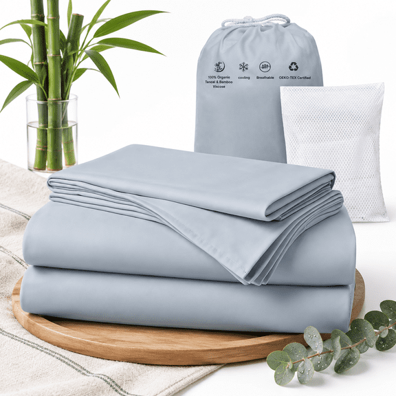 Viscose & Tencel Lyocell Full Size Sheet Set For Rv Camper| Breathable Bedsheets Hot Sleepers |luxury Silky Soft | 18" Deep Pocket