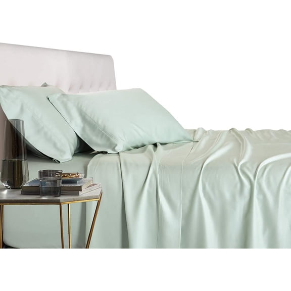 Viscose from Bamboo Bed Sheets, Queen, Solid Sea, Super Soft and Cool 4PC Sheet Set