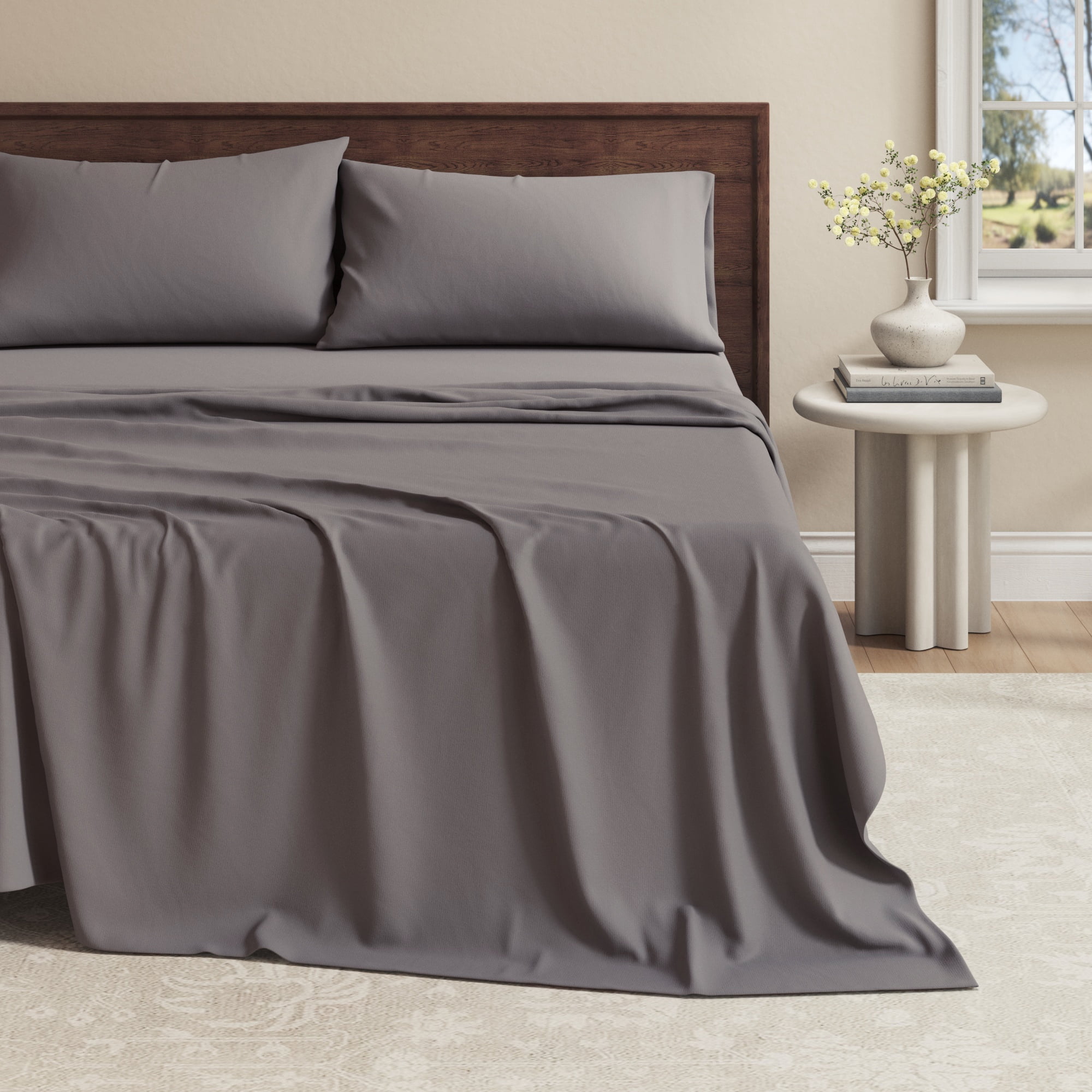 Viscose from Bamboo & Cotton Blend Jersey Sheet Set - Ultra-Soft, Breathable, Stretchy 4-Piece Bedding Set (California King, Charcoal)