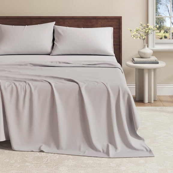 Viscose from Bamboo & Cotton Blend Jersey Sheet Set - Ultra-Soft, Breathable, Stretchy 4-Piece Bedding Set (California King, Fog Grey)