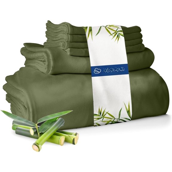 Viscose from Sheets Size - 4 count Luxury Cooling Sheets for Hot Sleepers, Size Bed Sheets Set, Viscose from Set (Olive)