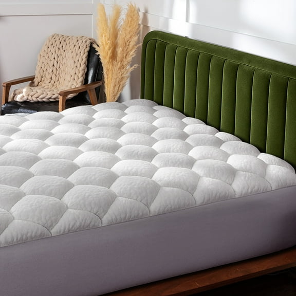 Viscosoft Bamboo Mattress Topper Pad with Fitted Skirt - Full Size - Extra Plush Pillowtop Mattress Topper - 18" Deep Pockets