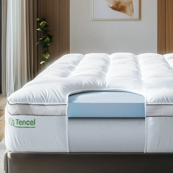 Viscosoft Hybrid Lux Dual Layer Mattress Topper - Twin Size – 4 Inch - CertiPUR-US Certified Gel Memory Foam