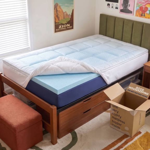 Viscosoft Rescue - Hybrid Lux Twin XL Mattress Topper - Cooling Memory Foam Bed Topper for College Dorm - Pillow Top Dual Layer Extra Long Mattress Pad - Dorm Room Essentials
