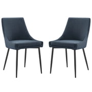 Modway Viscount 19" Fabric Dining Chairs in Black/Azure Blue Set of 2