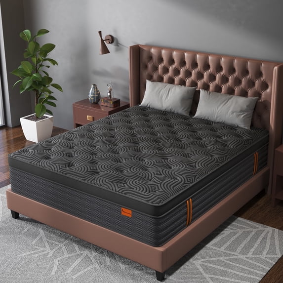 Viscountess 12 inch King Mattress Gel Memory Foam Innnerspring Medium Firm Hybrid Mattress in a Box,Adult
