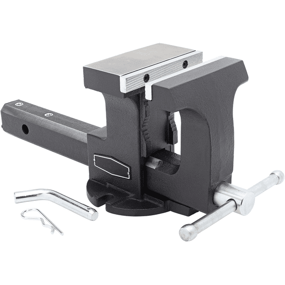 Vise RHV-6 6-Inch Truck Trailer Receiver Vise | Heavy Duty Portable Work Vise | 5.9" Jaw Width, 5.81" Max Jaw Opening, 4.96" Throat | Fits Standard 2" Hitch with Hitch Pin Included