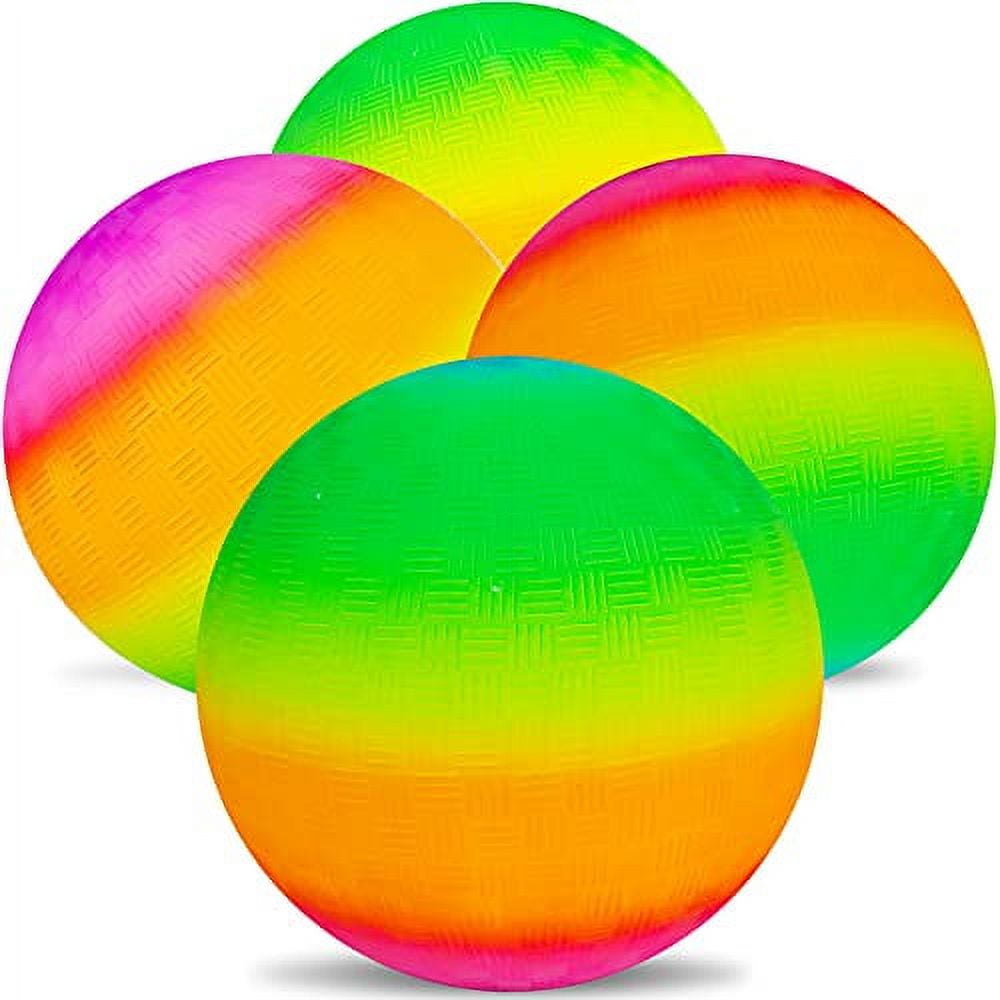 Visen 4Pcs Rainbow Playground Balls for Kids&Adults with 1 Hand Pump,8.5Inch Colorful Rubber