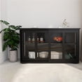 thumbnail image 1 of Visentor 42 Inch Kitchen Storage Cupboard, Dining Room Storage Cabinet with Glass Door, Sideboard Buffet Table, Black, 1 of 6