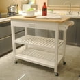 thumbnail image 1 of Visentor Kitchen Island Cart with Wheels, 3 Tier Rolling Utility Kitchen Cart with 1 Drawer, 2 Shelves & Towel Rack, 40 Inch, White, 1 of 8