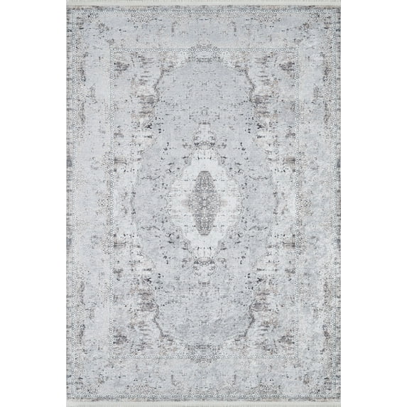 Viseu Beige Medallion Polyester Area Rugs for Living Room Washable Rugs Boho Moroccan Area Rug Soft Geometric Bohemian Carpet Distressed Indoor Rug for Bedroom Dining Room Office Nonslip Rug