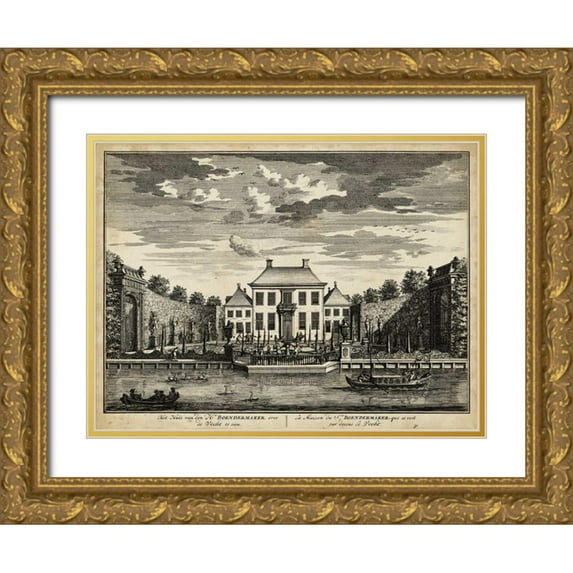 Visher, Nicolaus 14x12 Gold Ornate Wood Framed with Double Matting Museum Art Print Titled - Views of Amsterdam V