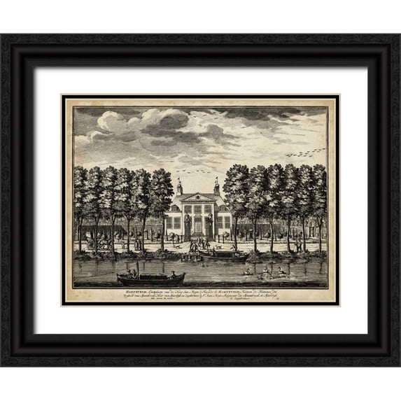Visher, Nicolaus 18x15 Black Ornate Wood Framed with Double Matting Museum Art Print Titled - Views of Amsterdam II
