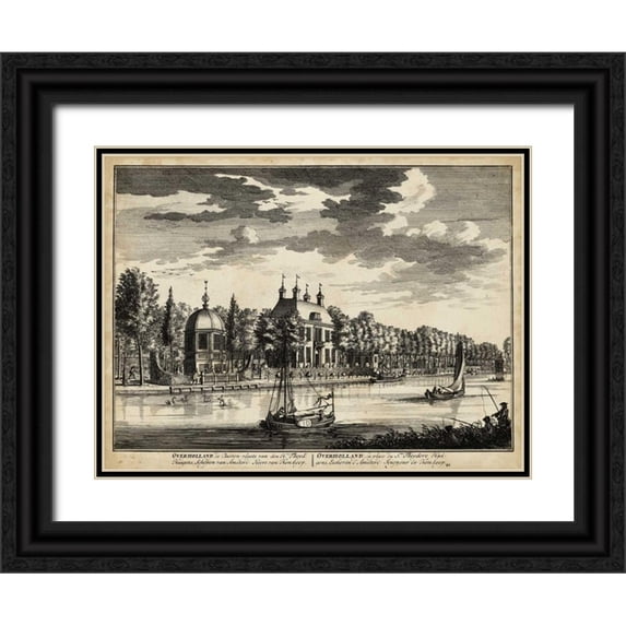 Visher, Nicolaus 24x19 Black Ornate Wood Framed with Double Matting Museum Art Print Titled - Views of Amsterdam VI