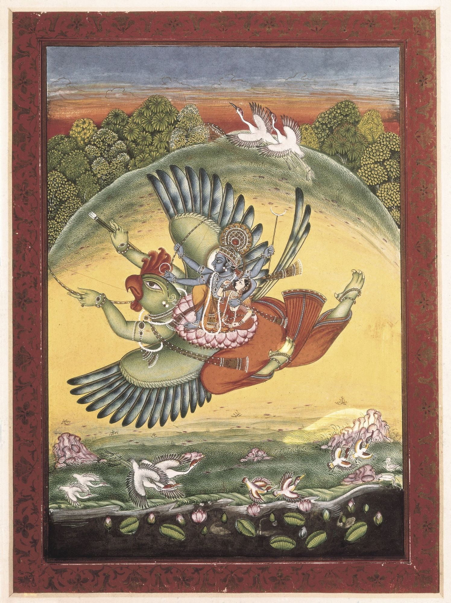 Vishnu And The Woman On His Bird Canvas Art - (18 x 24)