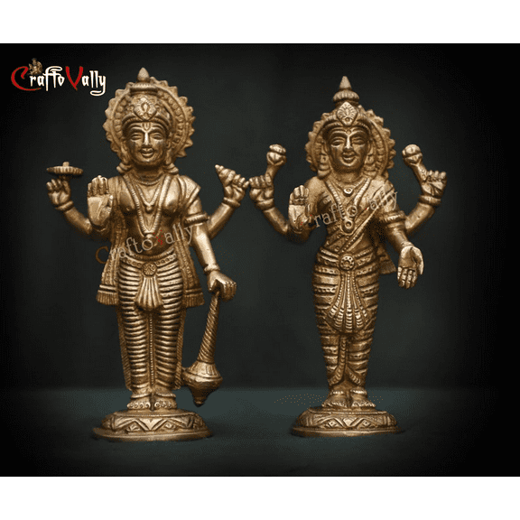 Vishnu Lakshmi statue, 17.5 CM Vishnu Laxmi Idol, standing Vishnu Lakshmi statue for Pooja room, Gifts, Temple, Home, Decor, Office.