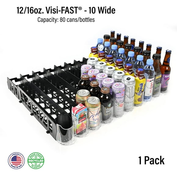 Display Technologies Visi-Fast Beverage Organizer for Fridge-Plus with Push Glide, 50 Cans (2 Pack)