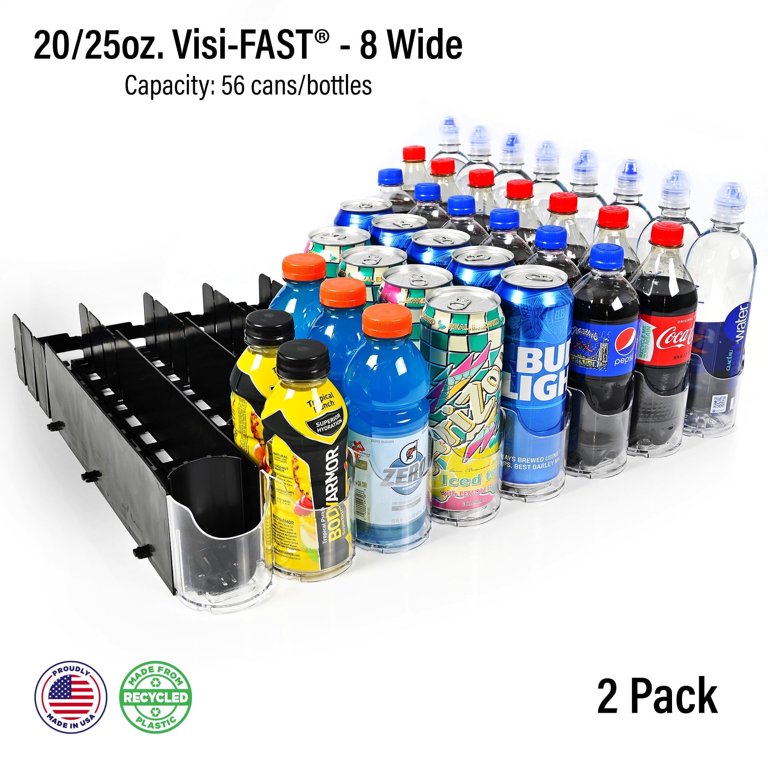 Visi-Fast Fridge Soda Can Holder with Push Glide, Plastic Beverage 