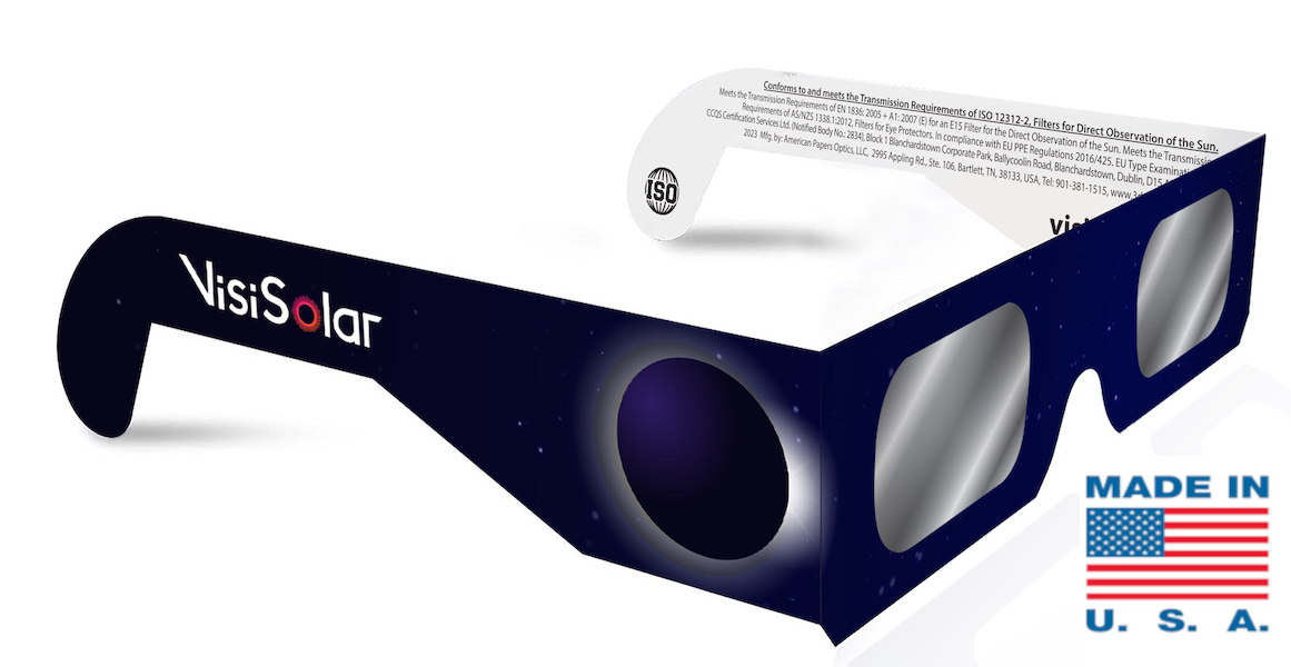 VisiSolar Solar Eclipse Glasses Made in USA (Pack of 1) CE ISO