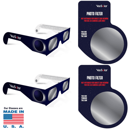 product image of VisiSolar Solar Eclipse Glasses and Smartphone Photo Lens Combo - 2 Pack  Nasa Approved 2024 CE ISO Certified