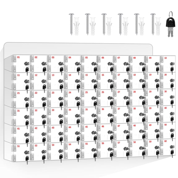 Transparent 60 - Grid Phone Storage Cabinet with Numbered Keys: Ideal for Gym, Spa and Event Planning Offices