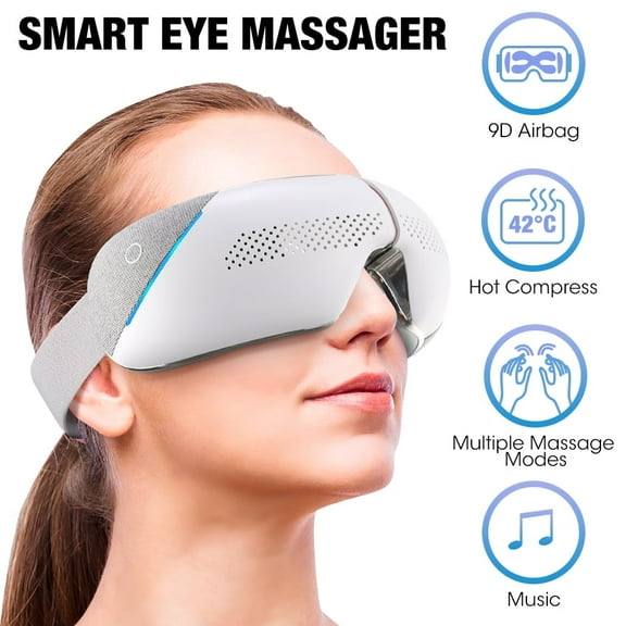 Visible Eye Massager with Air Compression Massage, Graphene Heating & Bluetooth Sleep Mask Foldable Heated Eye Maskfor Office, Travel, Home Use