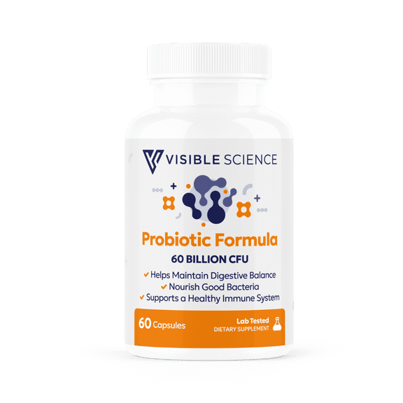 Visible Science Probiotic Formula  Probiotic Strains  Gut, Digestive & Immune Health Support  60 Billion CFU, Capsules 60ct