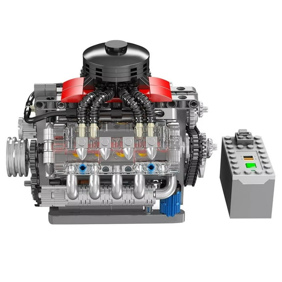 Visible V8 Engine Motor Engineering Model Building Block Toy Gift Collection TAPDRA Accessory Part
