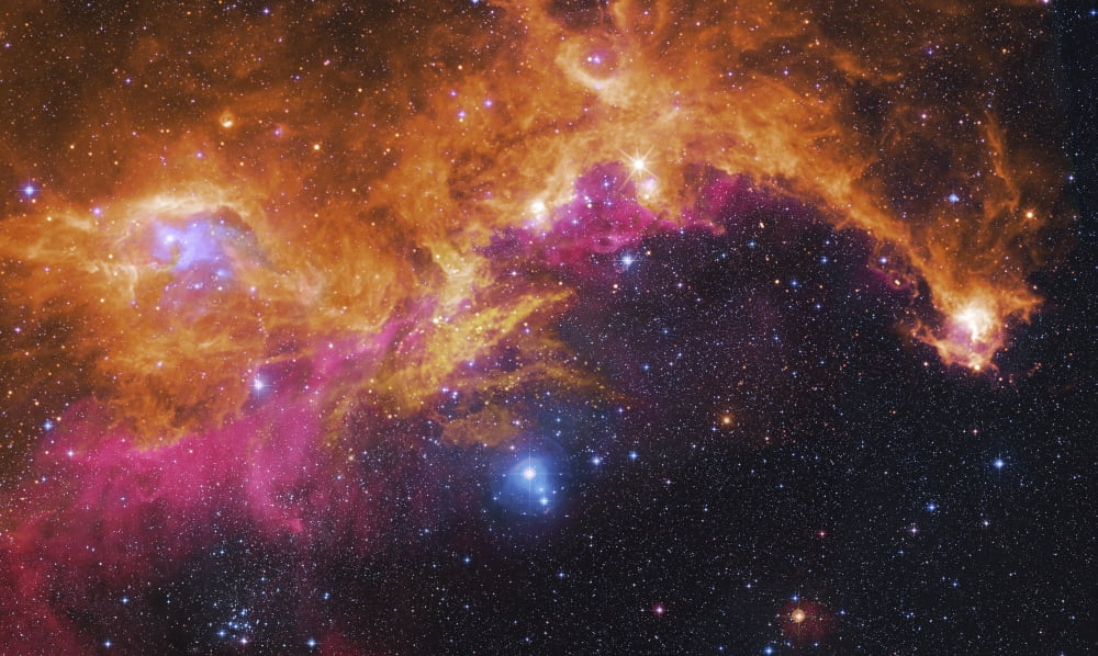 Visible light-infrared composite of IC 2177 the Seagull Nebula Canvas Art - Robert GendlerStocktrek Images (36 x 22)