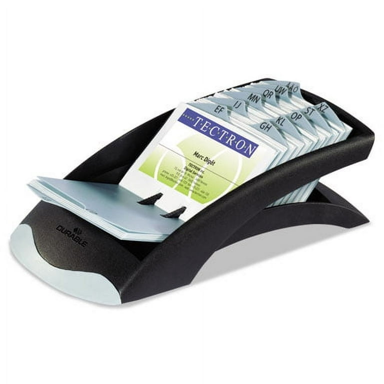 VISIFIX Desk Business Card File, Holds 200 2.88 x 4.13 Cards, 5 x 9.31 x 3.56, Plastic, Graphite/Black VISIFIX Desk Business Card File, Holds 200 2.88 x 4.13 Cards, 5 x 9.31 x 3.56, Plastic, Graphite/Black