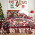 thumbnail image 1 of Visimisi 100%Cotton Christmas Bedspread Quilt Bedding Sets 3 Pieces Reversible Coverlet Sets Comforters Gorgeous Paisley Floral Patchwork Red Bedspread, King Size, 1 of 11