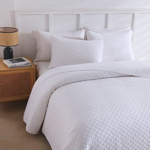 Visimisi Cotton King Quilt Bedding Sets, 3 Pieces Reversible Lightweight Coverlets Comforters Bedspreads for All Seasons, Geometric Stitching Pattern