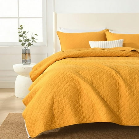 Visimisi Cotton King Quilt Bedding Sets, 3 Pieces Reversible Lightweight Coverlets Comforters Bedspreads for All Seasons, Geometric Stitching Pattern