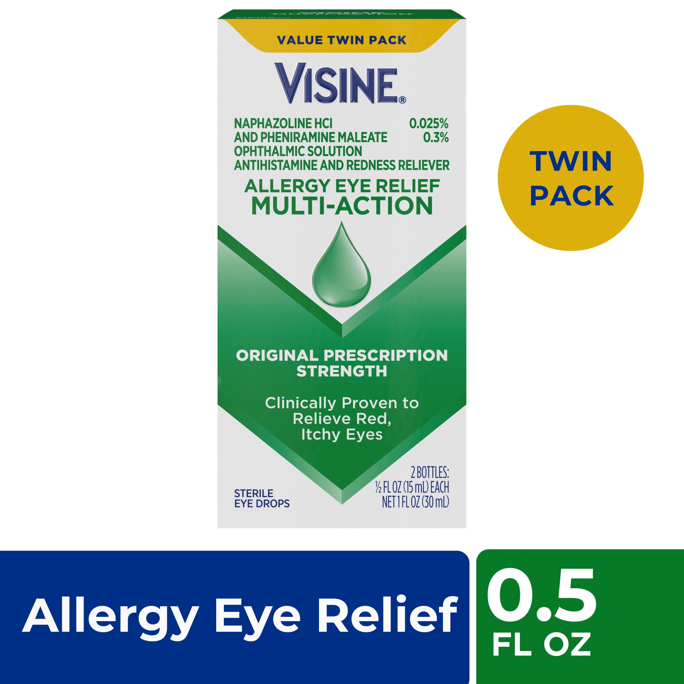 Visine Allergy Relief Multi-Action Anti Itch Eye Drops, 2 x 0.5 fl. oz