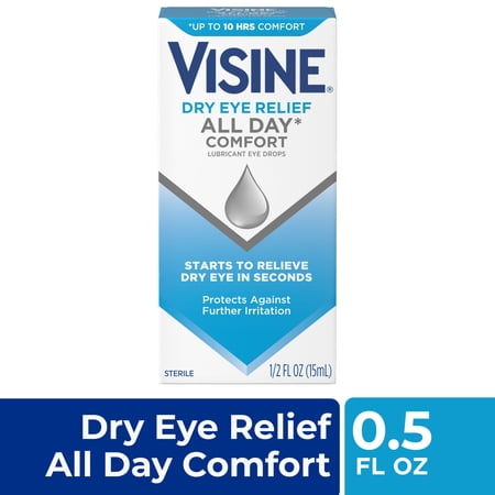 Visine Dry Eye Relief All Day Comfort Lubricant Eye Drops, 0.5 fl. oz