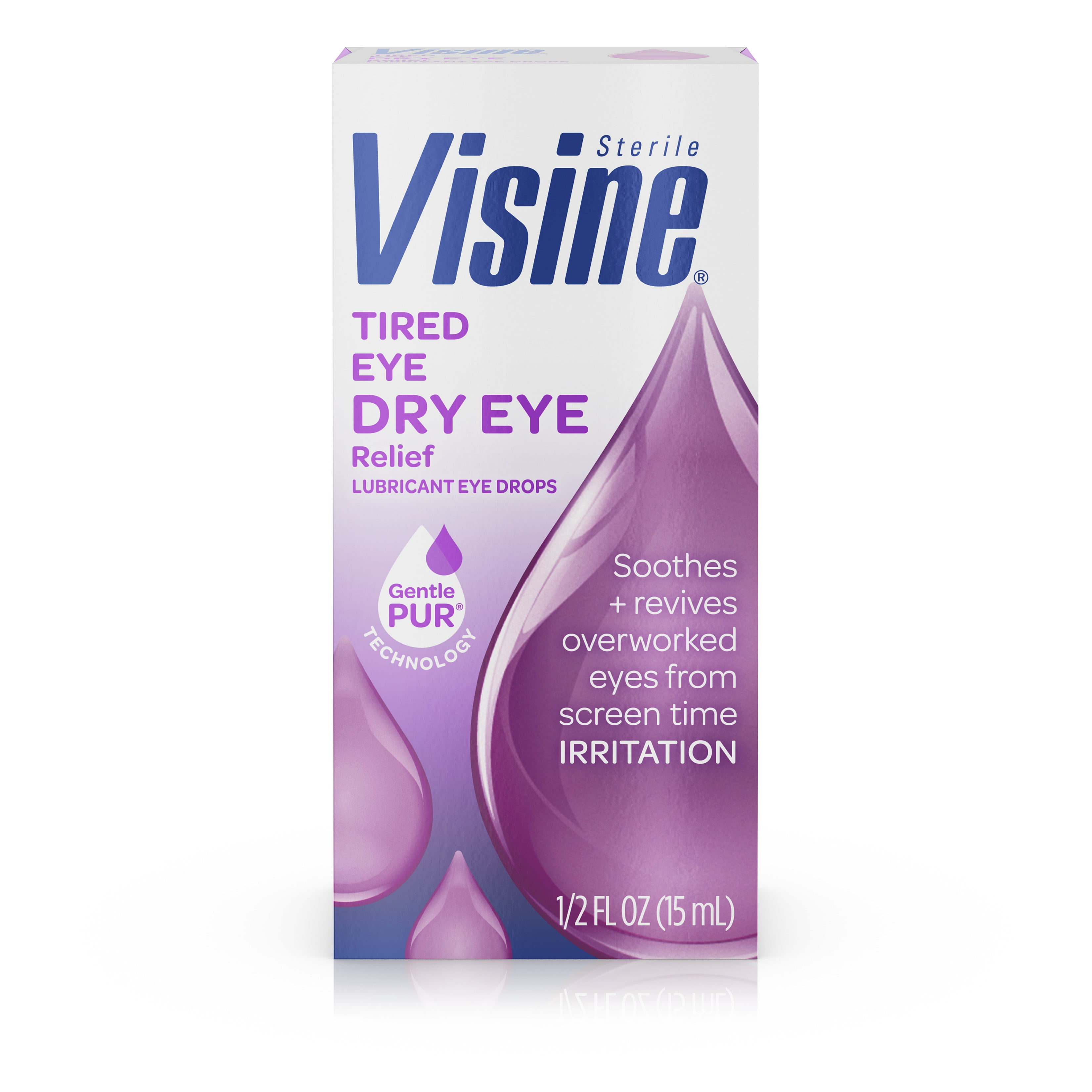 Visine Dry Eye Relief Tired Eye Lubricant Eye Drops, Soothes Burning ...