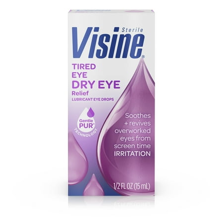 Visine Dry Eye Relief Tired Eye Lubricant Eye Drops, 0.5 fl. oz