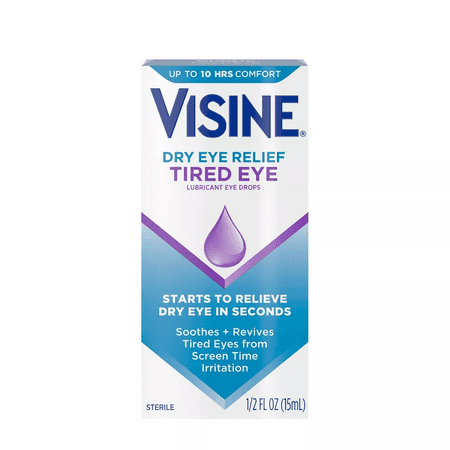 Visine Sterile Gentle PUR Tired & Dry Lubricant Eye Drops Relief, 0.5 oz