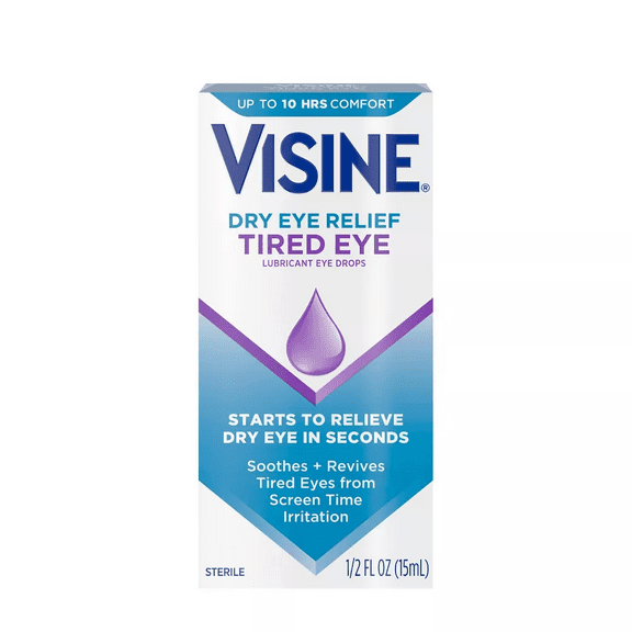 Visine Sterile Gentle PUR Tired & Dry Lubricant Eye Drops Relief, 0.5 oz