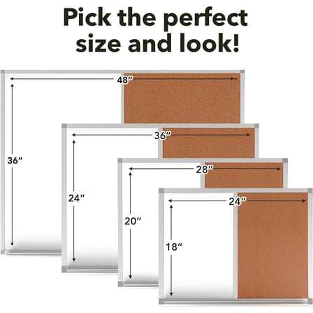 Vision Board 2025: Dry Erase Cork Board Combo Set - 20" x 28" Magnetic White Board and Cork Bulletin Combination Board