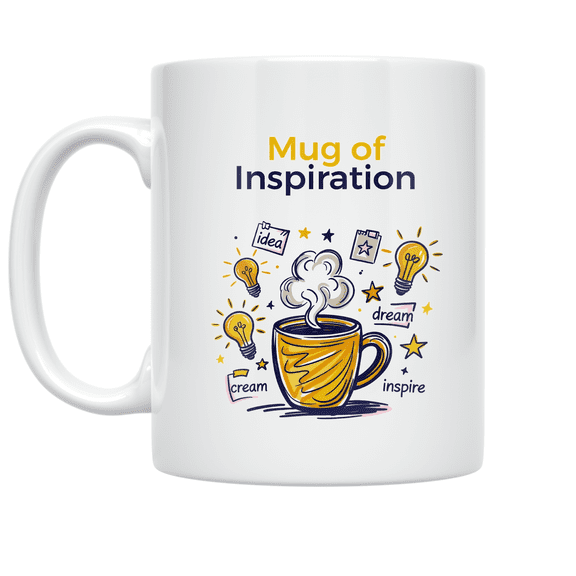 Vision Board Art Design - Creative Mindset Enthusiast - 11 oz Ceramic Coffee Mug