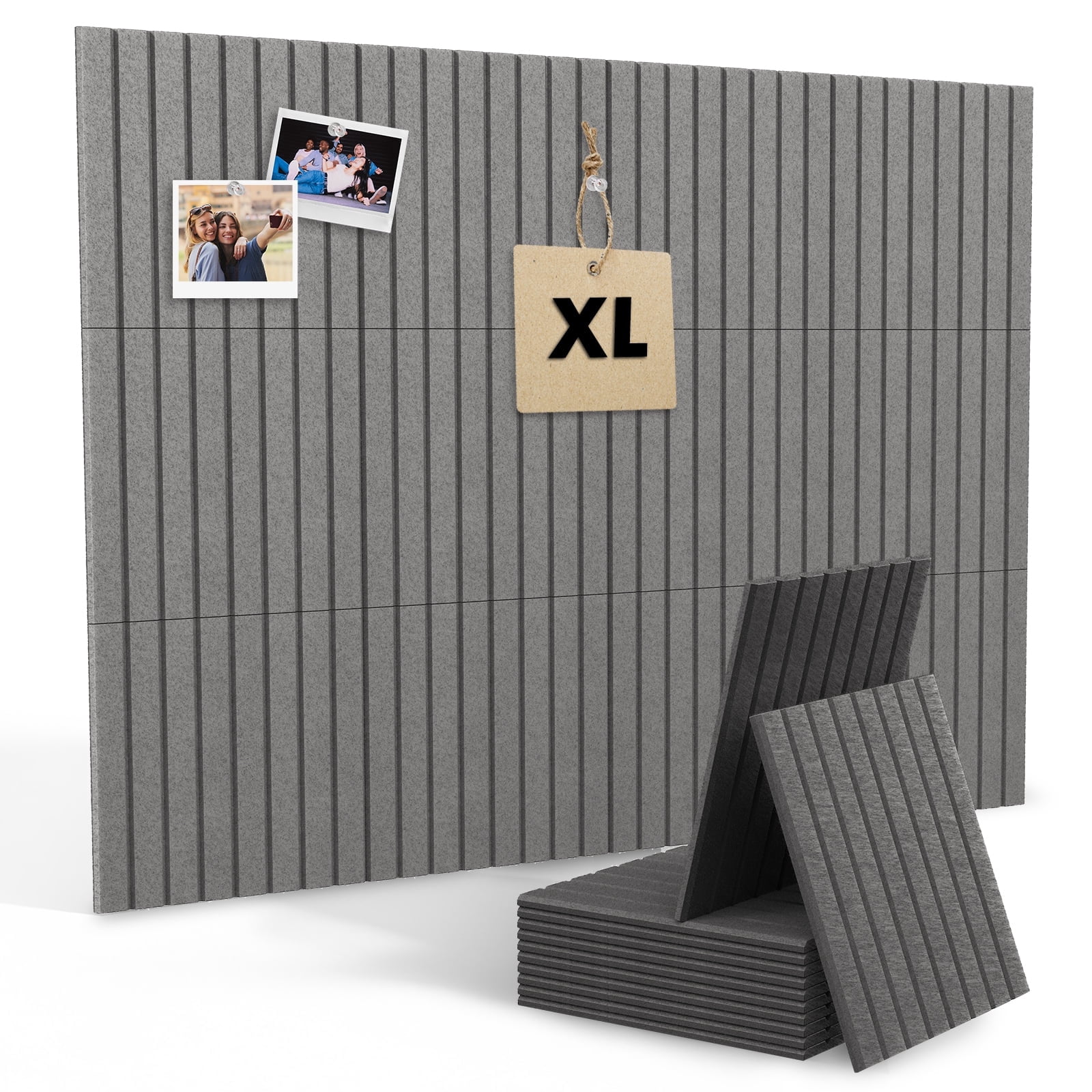 Vision Board - Cork Board for Walls, 48" x 36" | 12 Pack | Cork Board Tiles, Felt Bulletin Board, Large Corkboard, Cork Panel for Office, Felt Wall Panels, Cork Panels, Corkboard Roll (Dark Grey)