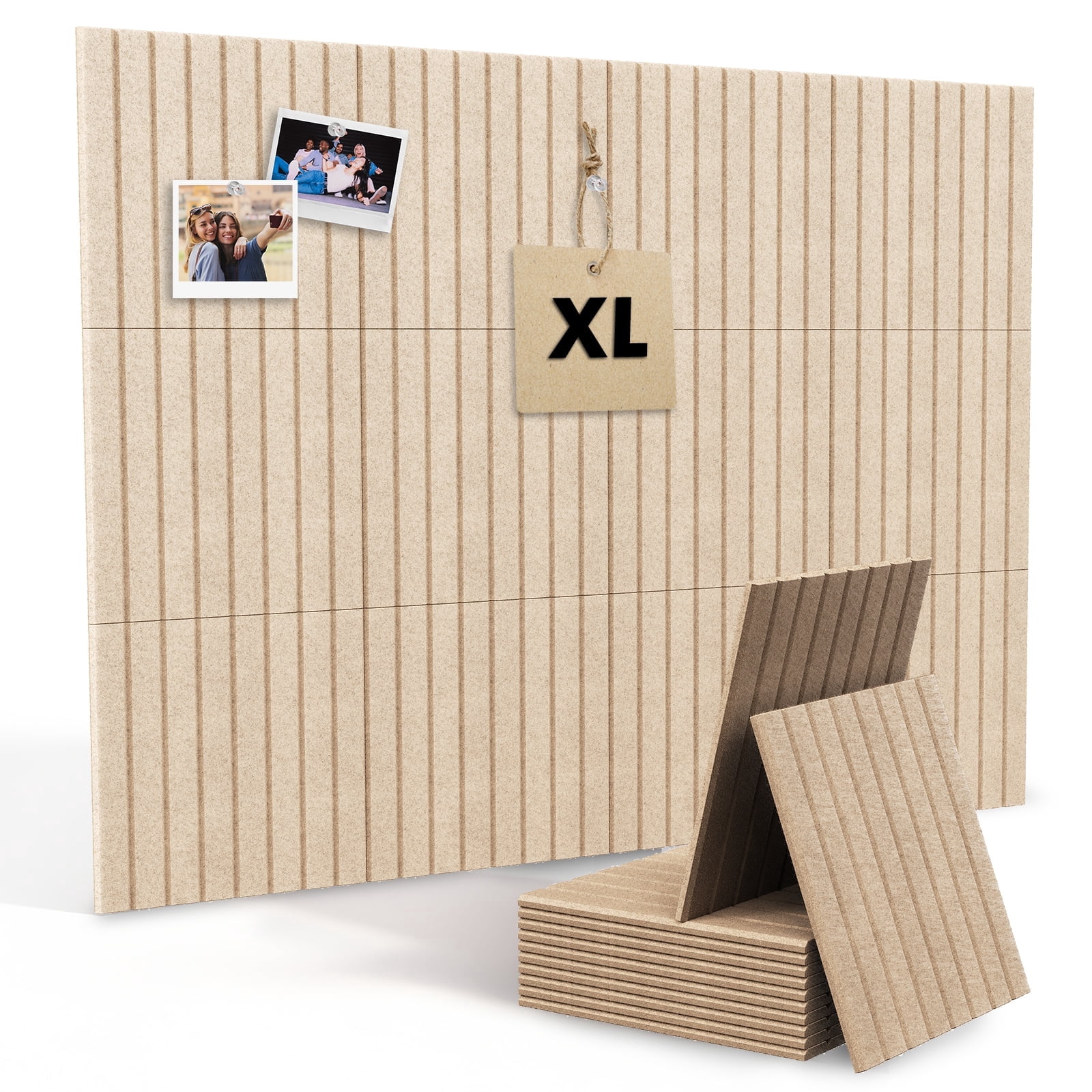 MYMULIKE 12PCS Vision Board - Cork Board for Walls, 48" x 36"  Cork Board Tiles, Felt Bulletin Board, Large Corkboard, Cork Panel for Office, Felt Wall Panels, Cork Panels, Corkboard Roll-Dark Camel