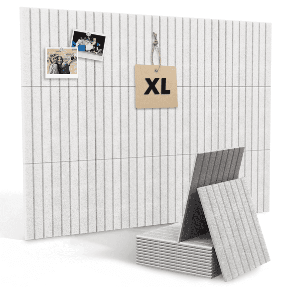 MYMULIKE 48" x 36" Large Light Gray Felt Bulletin Board, 12 Pack Cork Board Alternative with Adhesive Tabs for Wall & Room Decor,Home Office,Classroom Dorm