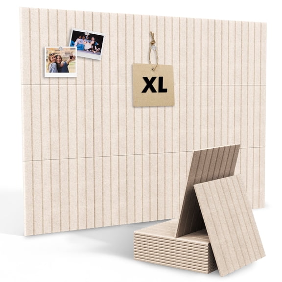 Vision Board - Cork Board for Walls, 48" x 36" | 12 Pack | Cork Board Tiles, Felt Bulletin Board, Large Corkboard, Cork Panel for Office, Felt Wall Panels, Cork Panels, Corkboard Roll (Light Camel)