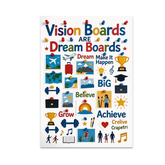 Vision Boards Are Dream Boards - Home Decor Enthusiast - 13x19 Poster Print