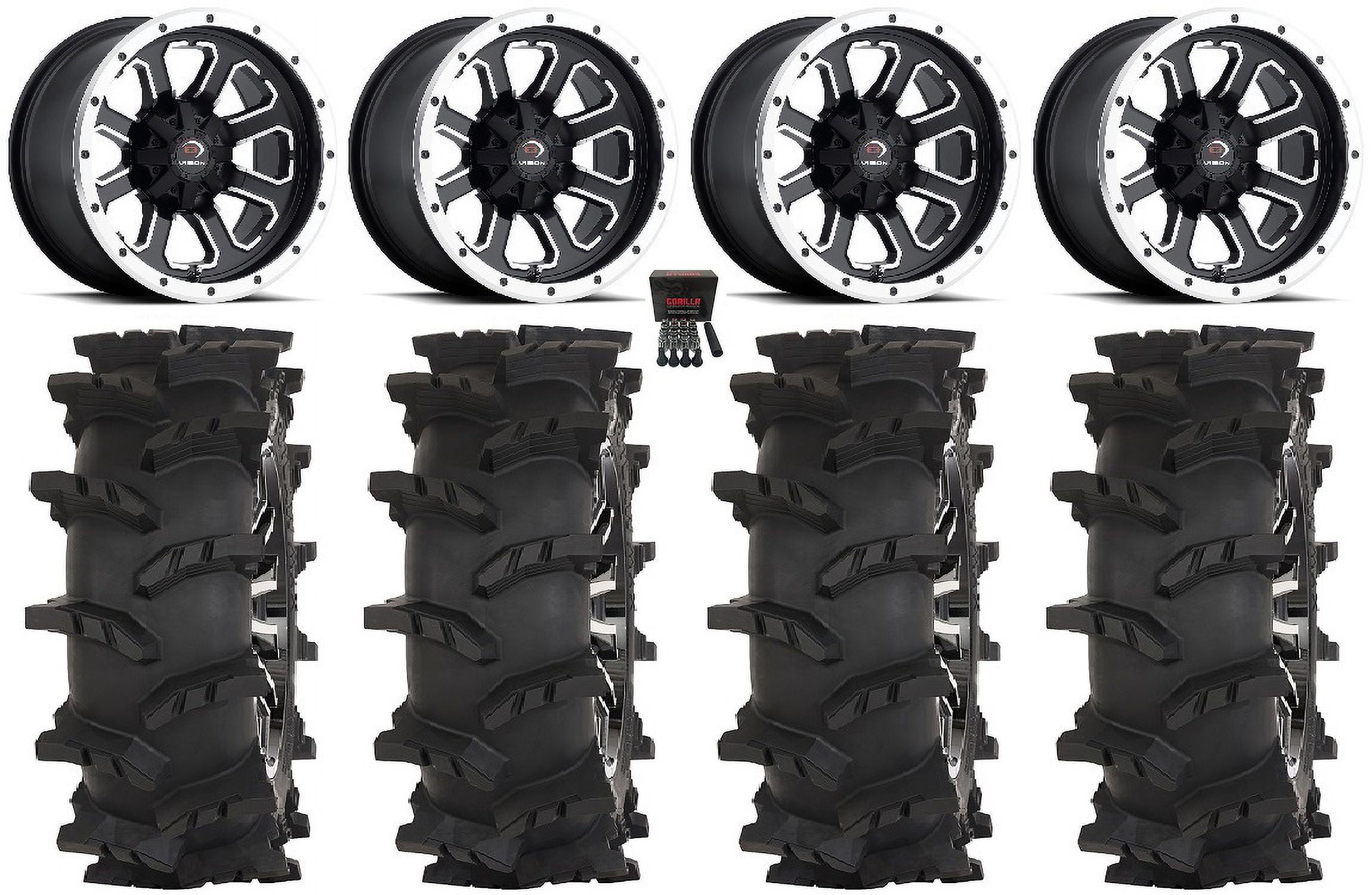 Vision Commander 14" Wheels Black 30" Outlaw Max Tires Honda Rincon